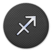 射手座〔占星術の〕十二宮図標識炭素繊維スタイル セラミックノブ (正面)