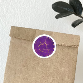 射手座〔占星術の〕十二宮図標識金箔星座 ラウンドシール