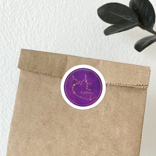 射手座〔占星術の〕十二宮図標識金箔星座 ラウンドシール