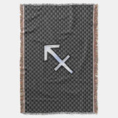 射手座〔占星術の〕十二宮図標識黒色炭素繊維スタイル スローブランケット (正面縦)