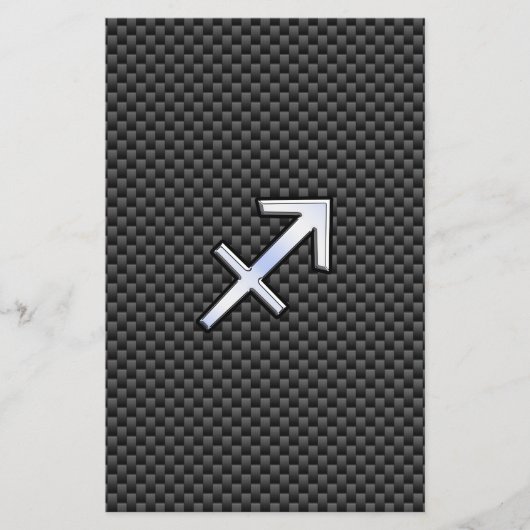 射手座〔占星術の〕十二宮図標識黒色炭素繊維プリント チラシ (正面)