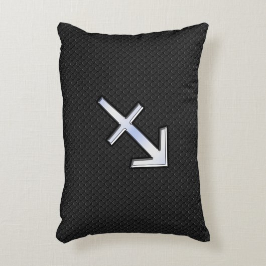 射手座〔占星術の〕十二宮図記号(黒いヘビの肌) アクセントクッション (正面(垂直))