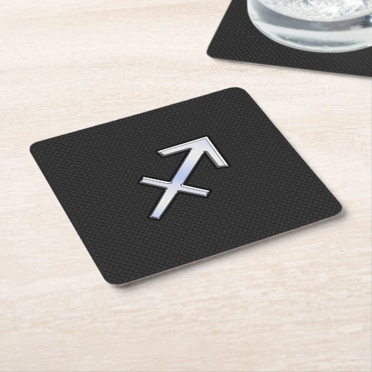 射手座〔占星術の〕十二宮図記号(黒いヘビの肌) スクエアペーパーコースター (アングル)