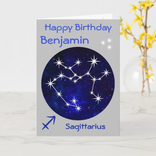 射手座〔占星術の〕十二宮図誕生日カード カード (黄色い花)