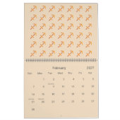 射手座〔占星術の〕十二宮図12月カラフル記号 カレンダー (2月 2027)