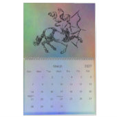 射手座〔占星術の〕十二宮図12月カラフル記号 カレンダー (3月 2027)