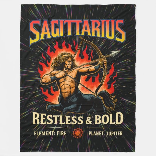 射手座〔占星術の〕十二宮図80のロックバンドインスパイア フリースブランケット (正面)