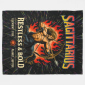 射手座〔占星術の〕十二宮図80のロックバンドインスパイア フリースブランケット (正面(横))