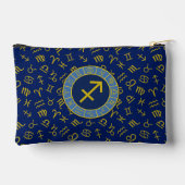 射手座〔占星術の〕十二宮図+星占い記号Ptn Gld+ブルース アクセサリーポーチ (裏面)