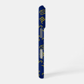 射手座〔占星術の〕十二宮図+星占い記号Ptn Gld+ブルース iPhoneケース (右側面)