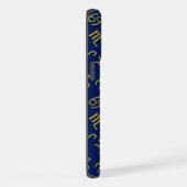 射手座〔占星術の〕十二宮図+星占い記号Ptn Gld+ブルース iPhoneケース (右側面)