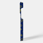 射手座〔占星術の〕十二宮図+星占い記号Ptn Gld+ブルース iPhoneケース (左側面)