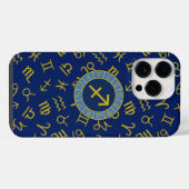 射手座〔占星術の〕十二宮図+星占い記号Ptn Gld+ブルース iPhoneケース (裏面横)