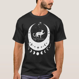 射手座 星座占い アストロロジー 猫 三日月 Tシャツ