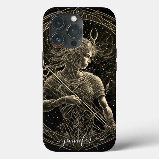 射手座 星座 ブラックゴールド Case-Mate iPhone iPhoneケース (裏面)