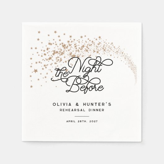 射撃、 発砲はリハーサルの夕食前の夜を星にする スタンダードカクテルナプキン (正面)