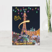 射撃、 発砲スターのまわりにエッフェルタワークリスマスカード 案内状 (正面)