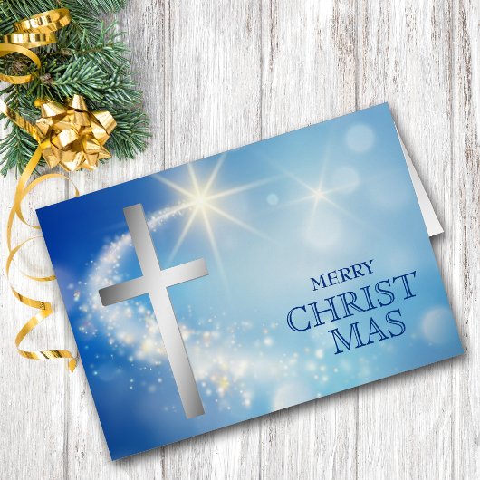 射撃、 発砲スターシルバークロスクリスマスカード