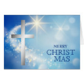 射撃、 発砲スターシルバークロスクリスマスカード (正面横)