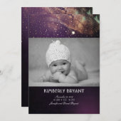 射撃、 発砲スタースタースターリーナイトベビーフォト誕生 案内状 (正面/裏面)