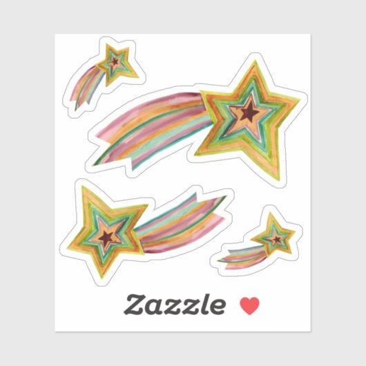 射撃、 発砲スターズウォーターカラーピンクパープルイエローグリーン シール (シート)