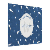 射撃、 発砲スターズネイビーブルーウォーターカラーモノグラム メタルプリント (アングル)