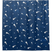 射撃、 発砲スターズネイビーブルーウォーター色 シャワーカーテン (正面)