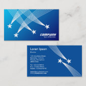 射撃、 発砲スターズ – 白、影付き青 名刺 (正面/裏面)