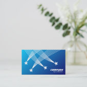 射撃、 発砲スターズ – 白、影付き青 名刺 (スタンド正面)