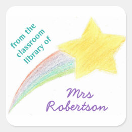 射撃、 発砲スターパーソナライズされた先生蔵書票 スクエアシール