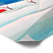 射撃、 発砲スターフォークうぶな人アート冬の雪景色 ポスター (角)