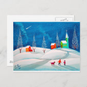 射撃、 発砲スターフォークうぶな人アート冬の雪景色 ポストカード (正面/裏面)