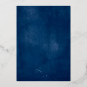 射撃、 発砲スターブルーウォーター結婚カラーズリハーサル 箔招待状 (裏面)