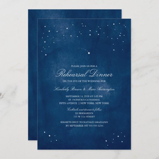 射撃、 発砲スターブルーウォーター色 |の結婚リハーサル 招待状 (正面/裏面)