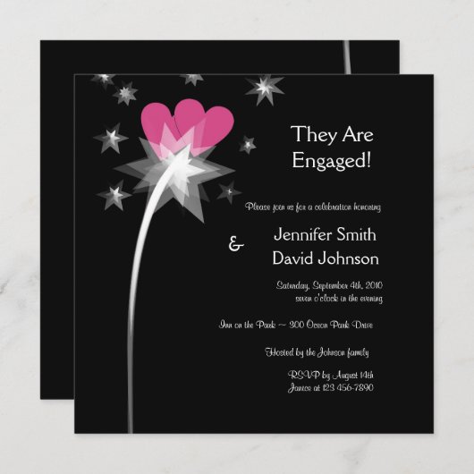 射撃、 発砲スター婚約の発表 招待状 (正面/裏面)