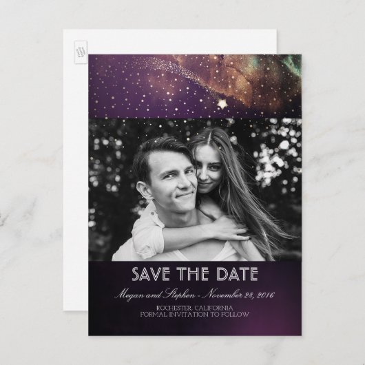 射撃、 発砲スター星空の夜の写真の保存日付 案内ポストカード (正面/裏面)