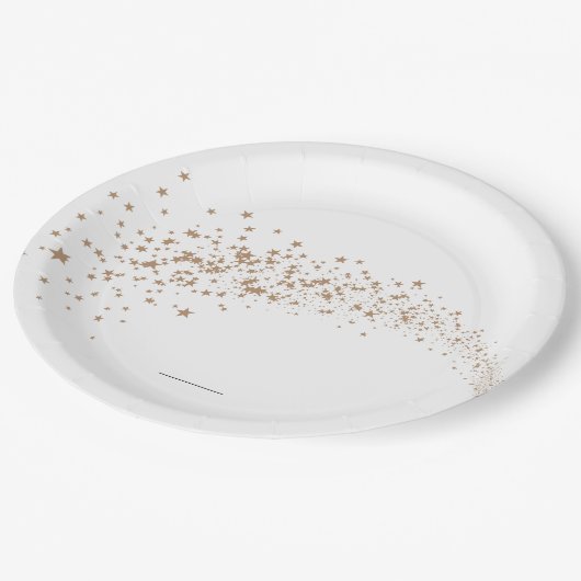 射撃、 発砲スター金ゴールドブライダルシャワーリハーサルディナー ペーパープレート (アングル)