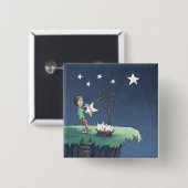 射撃、 発砲スター – ウィッシュの作成ボタン 缶バッジ (正面&裏面)