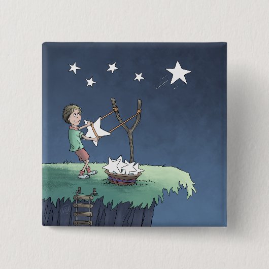 射撃、 発砲スター – ウィッシュの作成ボタン 缶バッジ (正面)