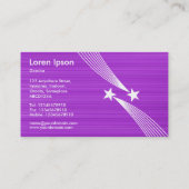 射撃、 発砲スター – ブラシ付き紫の上に白 名刺 (裏面)