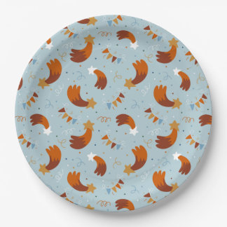 射撃、 発砲スター&紙吹雪お祝いライトブルー ペーパープレート