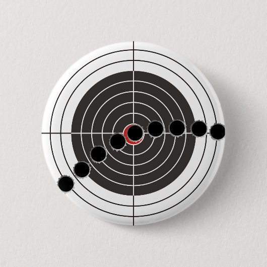 射撃、発砲ターゲット上の機関銃弾痕 缶バッジ (正面)