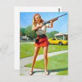 射撃、 発砲ピン留め ポストカード (正面/裏面)