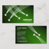 射撃、 発砲星 – スポットライト付き緑の上の白 名刺 (正面/裏面)