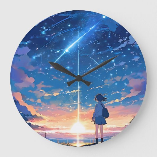 射撃、 発砲星 ラージ壁時計 (正面)