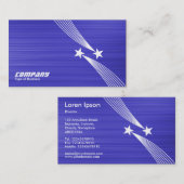射撃、 発砲星v2 – 青のテクスチャ上の白 名刺 (正面/裏面)