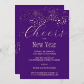 射撃、 発砲金ゴールドスターズニューイヤーズ招待状 招待状 (正面/裏面)