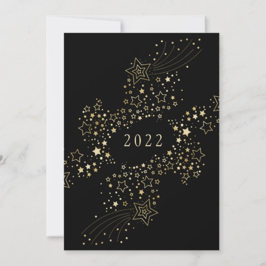 射撃、 発砲金ゴールドスターズニューイヤーズ招待状 招待状 (裏面)