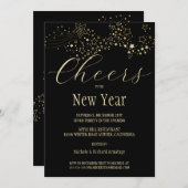 射撃、 発砲金ゴールドスターズニューイヤーズ招待状 招待状 (正面/裏面)