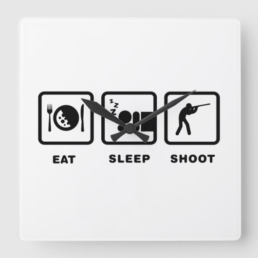 射撃、 発砲 スクエア壁時計 (正面)